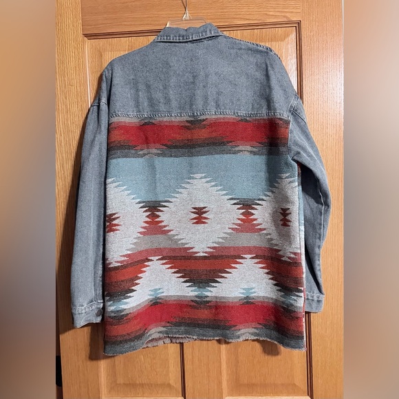 Denim Aztec Pattern Jacket - Picture 2 of 2